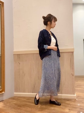 「サックスブルー」｜「アイテム（ブルゾン）」を使った、naruさん（レディース・154cm）の秋コーディネート
