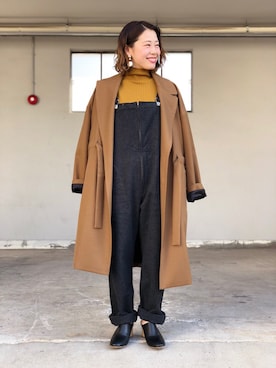 「Johnbull Private labo（ジョンブルプライベートラボ）のアイテム（サロペット/オーバーオール）」を使った、sonoさん（レディース・151cm）の秋コーディネート