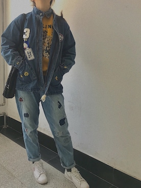 「school」｜「アイテム（ジャケット/アウター）」を使った、colaaaaa__さん（レディース・166cm）の春コーディネート