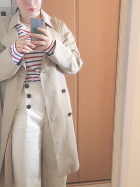 「古着女子」｜「アイテム（トレンチコート）」を使った、annaさん（レディース・154cm）の春コーディネート