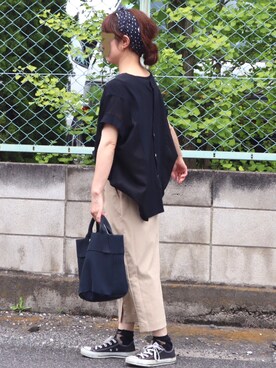 「CUBE SUGAR（キューブシュガー）のアイテム（財布/小物）」を使った、のりたまママさん（レディース・153cm）の夏コーディネート
