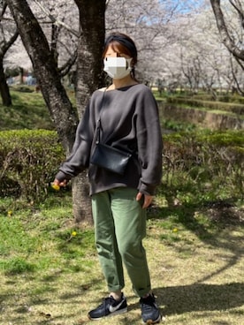 「カーキパンツ」｜のりたまママさん（レディース・153cm・40代）の春コーディネート