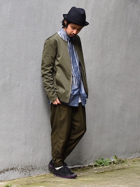 アッキーさんの「mp5338-Stretch TR Tuck Wide Tapered Pants パンツ」を使ったコーディネート