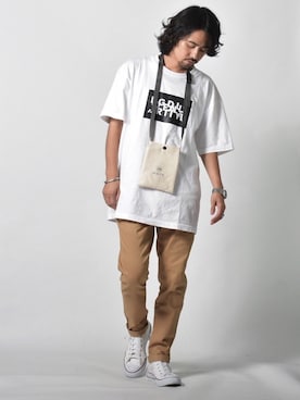 「MAYK（メイク）のアイテム（トップス）」を使った、アッキーさん（メンズ・165cm）の夏コーディネート