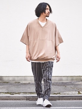 「ANGENEHM（アンゲネーム）のアイテム」を使った、アッキーさん（メンズ・165cm）の夏コーディネート