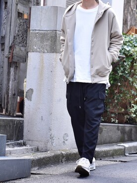 「Starting Over（スターティングオーバー）のアイテム（カーゴパンツ）」を使った、アッキーさん（メンズ・165cm）の春コーディネート