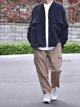 「Starting Over（スターティングオーバー）のアイテム（カーゴパンツ）」を使った、アッキーさん（メンズ・165cm）の春コーディネート