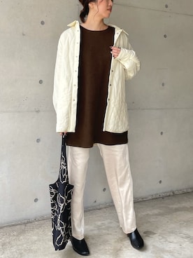 「ゆるニット」｜「アイテム（ブルゾン）」を使った、shino hayasakiさん（レディース・165cm）の秋コーディネート