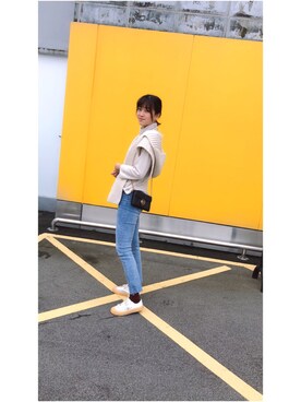 「冬」｜「アイテム（ポンチョ）」を使った、Annaさん（レディース・165cm）の秋コーディネート
