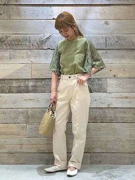 「URBAN RESEARCH DOORS（アーバンリサーチドアーズ）のハイライズデニムパンツ（デニムパンツ）」を使った、まるっちさん（レディース・152cm）の春コーディネート