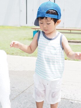「アイテム（タンクトップ、ブルー系）」を使った、_haru_(ت)♪︎さん（キッズ・90cm）の夏コーディネート
