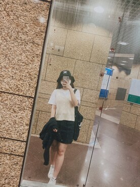 「adidas Originals（アディダスオリジナルス）のアイテム（ハット）」を使った、irispyanさん（レディース・156cm）の春コーディネート