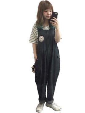 「ジャックパーセル」｜「アイテム（サロペット/オーバーオール）」を使った、ymmiさん（レディース・155cm）の夏コーディネート