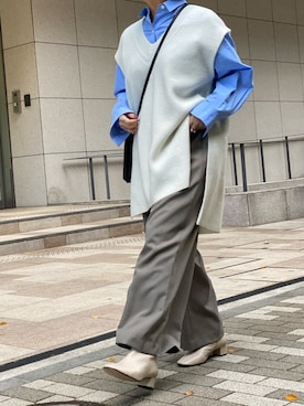 「ビッグシャツ」｜nol nakamuraさん（レディース・153cm）の冬コーディネート