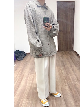 「ADRER（アドラー）のADRERドルマンスリーブオープンカラーシャツ（シャツ/ブラウス、その他）」を使った、ゆいとさん（メンズ・170cm）の春コーディネート