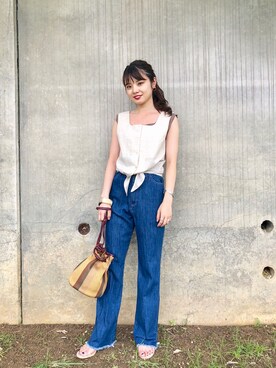「キンチャクバッグ」｜かっすーさん（レディース・160cm）の夏コーディネート