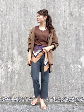 「クリアサンダル」｜「アイテム（その他アウター）」を使った、かっすーさん（レディース・161cm）の夏コーディネート