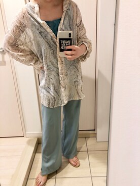 「マーブルシャツ」｜かっすーさん（レディース・161cm）の春コーディネート