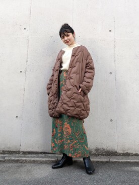 「Kastane（カスタネ）のアイテム（ダウンジャケット/コート）」を使った、かっすーさん（レディース・161cm）の秋コーディネート
