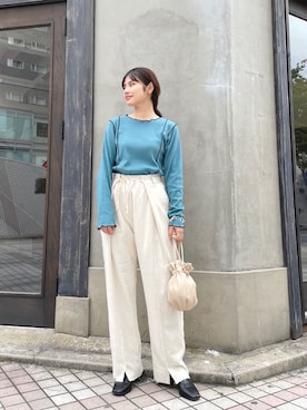 「リネン素材」｜かっすーさん（レディース・161cm）の春コーディネート