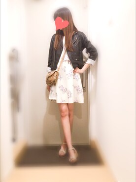 「COACH」｜「アイテム（ライダースジャケット）」を使った、yun♡さん（レディース・169cm）の春コーディネート