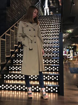 「プリーツ」｜「アイテム（トレンチコート）」を使った、Nanamiさん（レディース・168cm）の春コーディネート