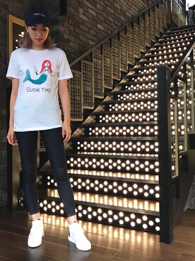 「LOVELESS（ラブレス）のアイテム（キャップ）」を使った、Nanamiさん（レディース・168cm）の夏コーディネート