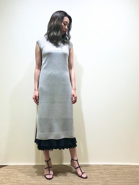 「アイテム（ワンピース/ドレス、シルバー系）」を使った、Nanamiさん（レディース・168cm）の夏コーディネート