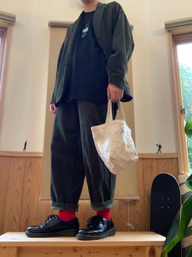 「Dr. Martens（ドクターマーチン）のアイテム（レインシューズ）」を使った、ㅤ高橋家さん（メンズ・174cm）の秋コーディネート