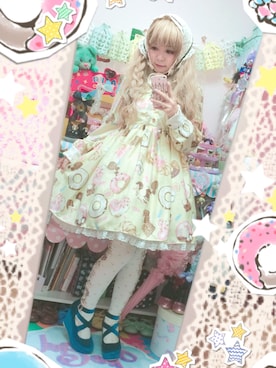 「Angelic Pretty（アンジェリックプリティ）のbaked sweets parade（ワンピース、イエロー系）」を使った、kazukiさん（レディース・150cm）の冬コーディネート