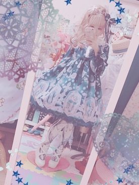 「Angelic Pretty（アンジェリックプリティ）のアイテム（ワンピース、ブルー系）」を使った、kazukiさん（レディース・150cm）の秋コーディネート