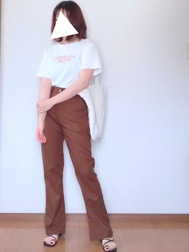 「Kastane（カスタネ）のレーヨンスラックスパンツ３（スラックス）」を使った、o-matsuna°さん（レディース・160cm）の夏コーディネート