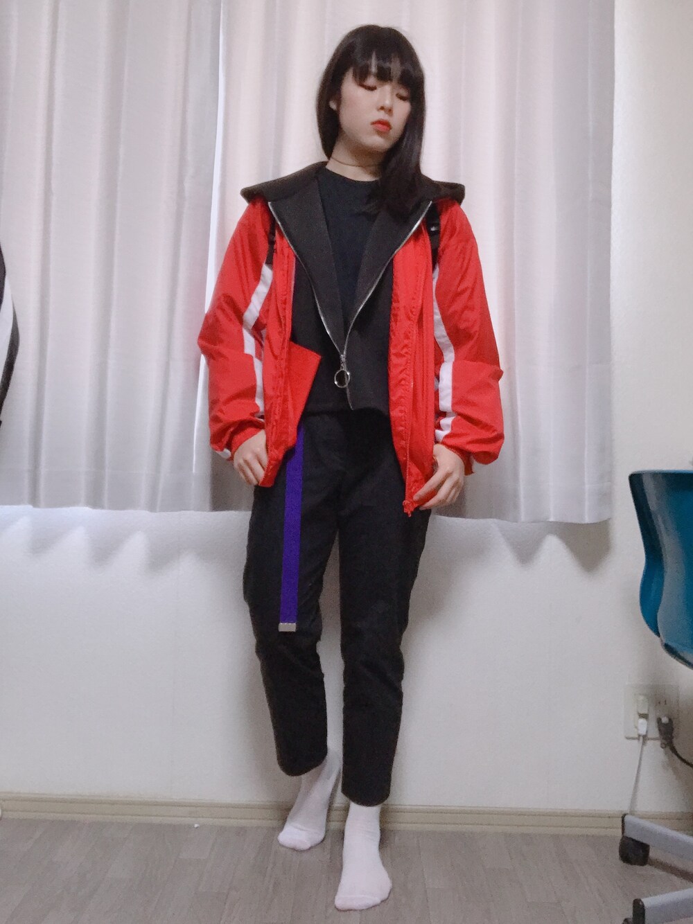 「fashion、ootd、code、패션、오오티디、cerca、WEGO、H&M、KELME、UNIQLO」｜「CERCAのBBER/シンプルビーズチョーカーネックレス（チョーカー、ブラック系）」を使った、EHanaさん（レディース・165cm）の春コーディネートの1枚目の写真