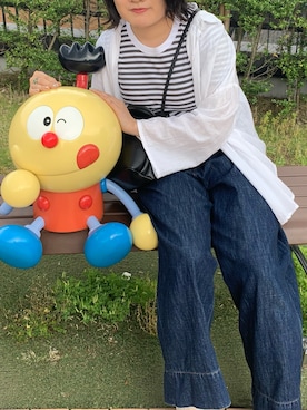 「無印良品（ムジルシリョウヒン）のアイテム（Tシャツ/カットソー、ブラウン系）」を使った、risaさん（レディース）の秋コーディネート