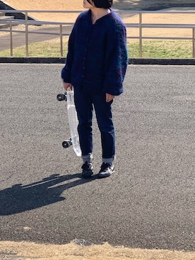 「古着のアイテム（ジャケット/アウター、パープル系）」を使った、risaさん（レディース）の秋コーディネート