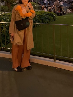 「無印良品（ムジルシリョウヒン）のアイテム（トレンチコート、ベージュ系）」を使った、risaさん（レディース）の秋コーディネート