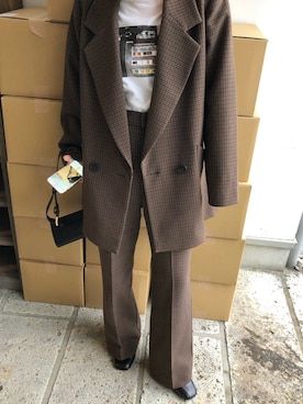 「MOUSSY（マウジー）のアイテム（テーラードジャケット）」を使った、nahoさん（レディース・153cm）の秋コーディネート