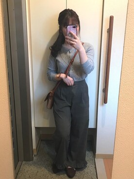 「ペタンコ靴」｜「アイテム（スラックス）」を使った、TÖWAさん（レディース・150cm）の春コーディネート