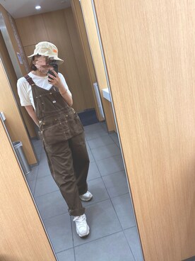 「スケボー」｜「アイテム（サロペット/オーバーオール）」を使った、まさきさん（レディース・154cm）の夏コーディネート