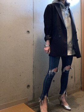 「アイテム（パーカー、グリーン系）」を使った、meg05さん（レディース・156cm）の春コーディネート