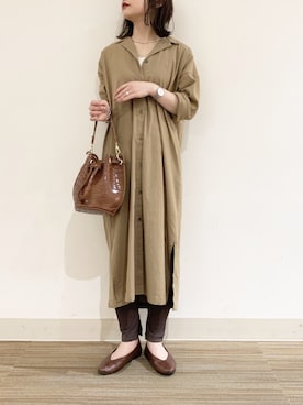「FORK&SPOON（フォークアンドスプーン）のアイテム（ワンピース/ドレス）」を使った、オクユウカさん（レディース・157cm）の夏コーディネート