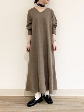 「FORK&SPOON（フォークアンドスプーン）のアイテム（ワンピース/ドレス）」を使った、オクユウカさん（レディース・158cm）の秋コーディネート