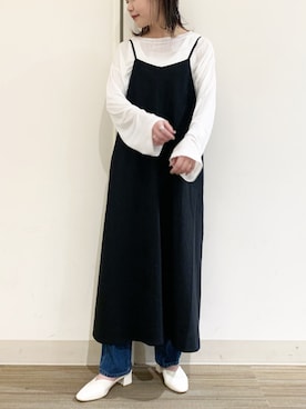 「FORK&SPOON（フォークアンドスプーン）のアイテム（ワンピース/ドレス）」を使った、オクユウカさん（レディース・158cm）の春コーディネート