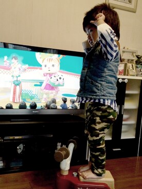 「しまむら（シマムラ）のアイテム（その他アウター）」を使った、nicoさん（キッズ・110cm）の冬コーディネート