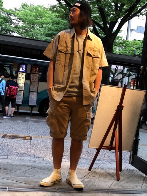 Mr.nakamura使用「AVIREX（AVIREX/アヴィレックス/ 半袖 刺繍 BDU シャツ/ S/S EMBROIDERED BDU SHIRT）」的時尚穿搭