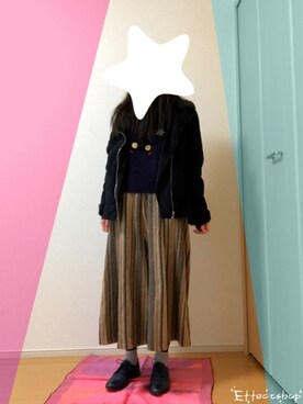 「mysty woman（ミスティウーマン）のアイテム（パンツ、ベージュ系）」を使った、KaNaさん（レディース・157cm）の冬コーディネート