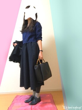 「NATURAL BEAUTY BASIC（ナチュラルビューティーベーシック）のアイテム（バッグ、ブラック系）」を使った、KaNaさん（レディース・157cm）の冬コーディネート
