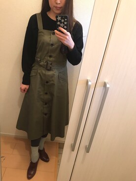 「anysisのアイテム（ワンピース/ドレス、グリーン系）」を使った、KaNaさん（レディース・157cm）の春コーディネート