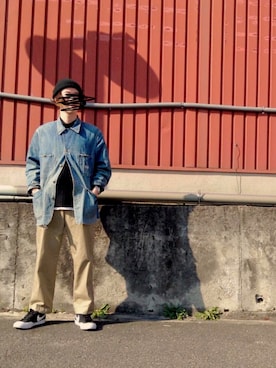 「MHL.」｜「アイテム（カバーオール）」を使った、いっちーーーーーさん（メンズ・175cm）の冬コーディネート