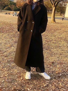 「LOWRYS FARM（ローリーズファーム）のCONEハイライズワイドデニム　800874（デニムパンツ）」を使った、みおちんさん（レディース・167cm）の秋コーディネート